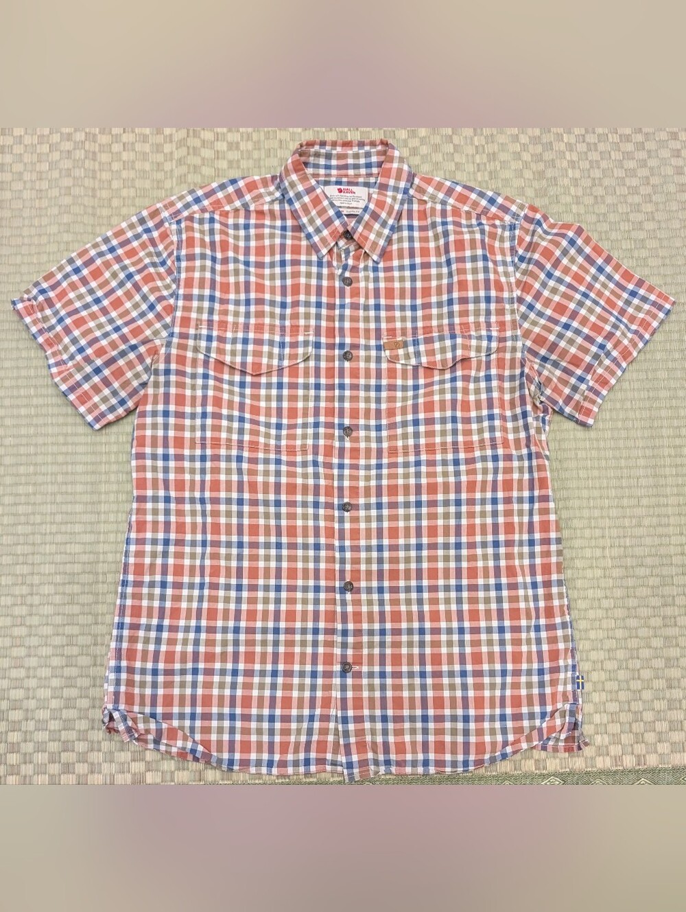 Fjallraven Ovik Short Sleeve Check Button Up Shirt Men's Size Medium